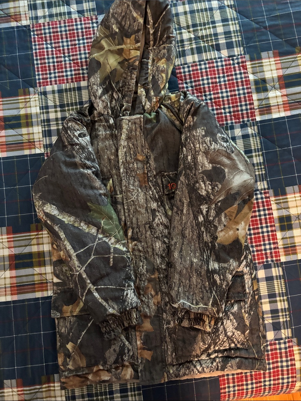 Kids Hooded Camo Puffer Jacket in Brown Camo